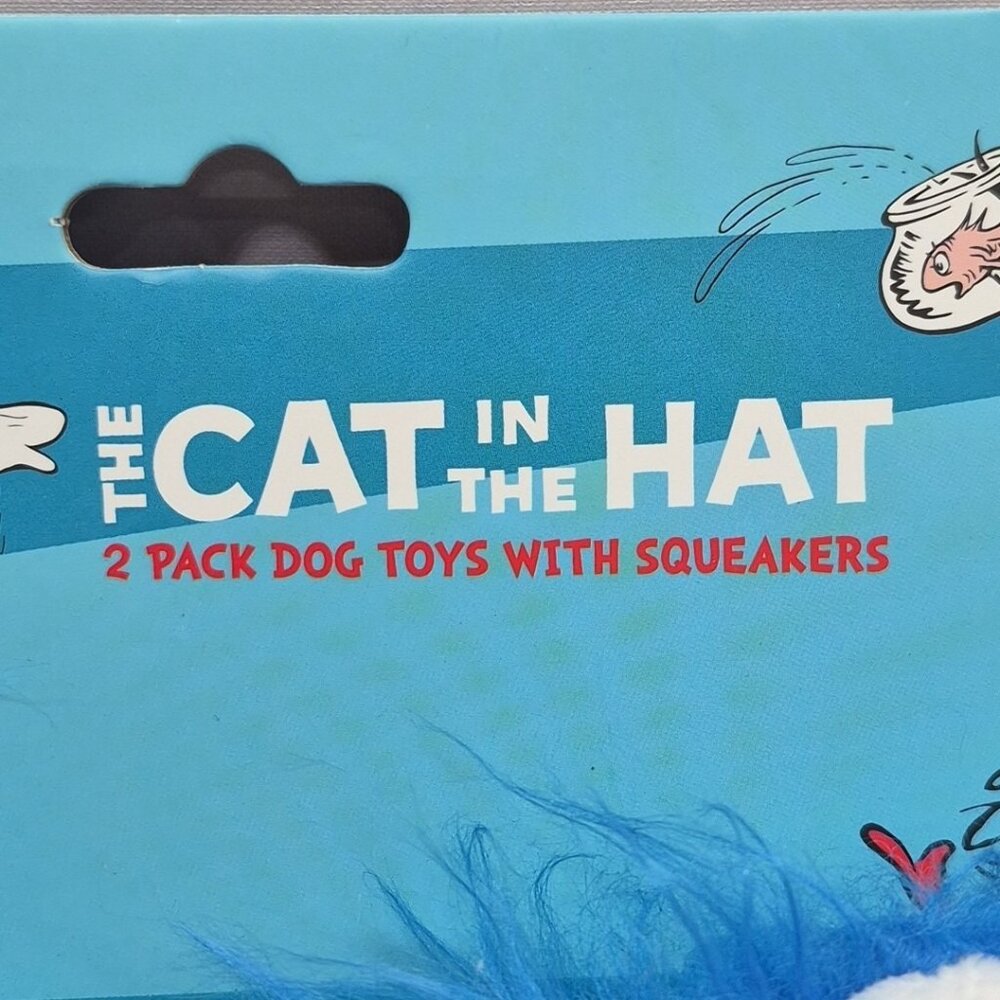 Dr. Seuss Thing 1 & Thing 2 Plush Stuffed Dog Toy The Cat in The Hat~Squeaker - Picture 4 of 8